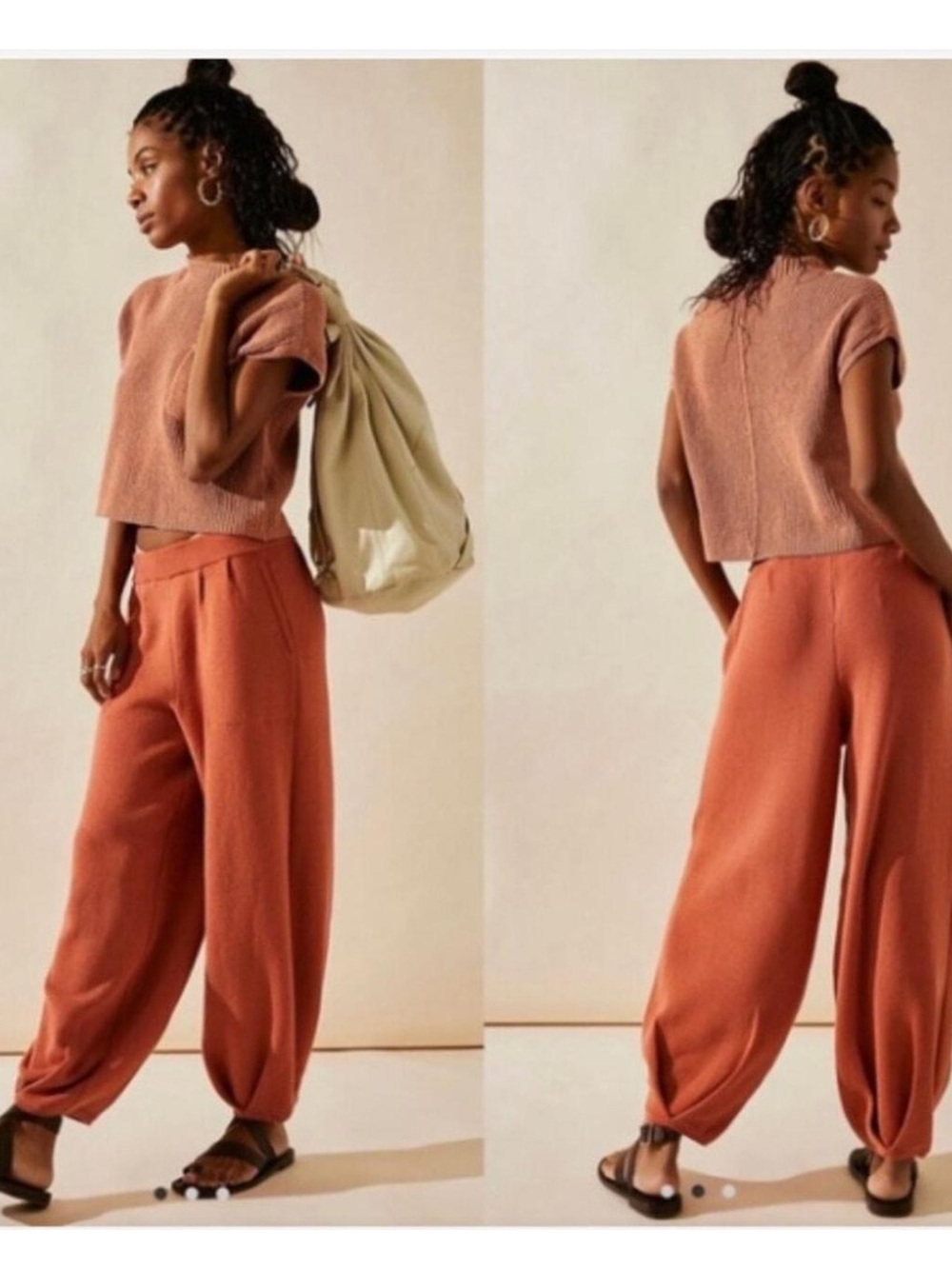 FP Beach Women's Barrel Knit Lounge Pants in Coral